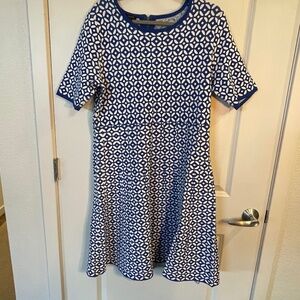 Coastal Grandmother Blue and White Dress